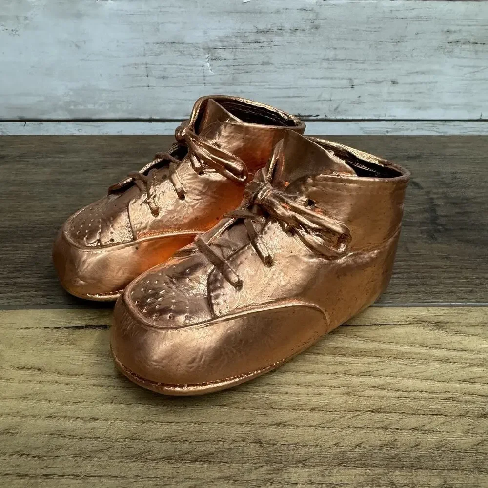Vintage Copper Bronze Baby Shoes Keepsake Memories Room Decor